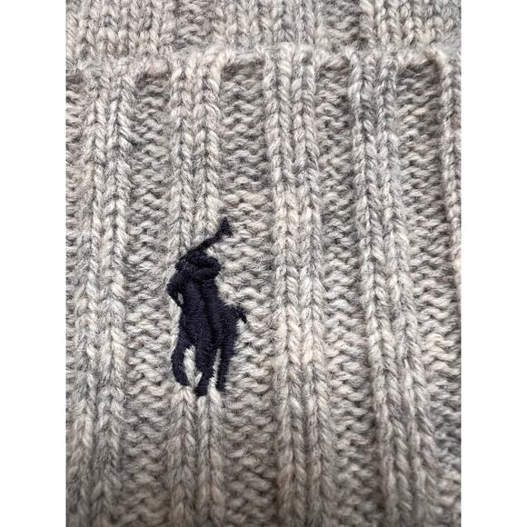Polo Ralph Lauren Beanie Men's Oatmeal Heather Pony Wool Blend Rib Knit Cuff NEW - Picture 3 of 3